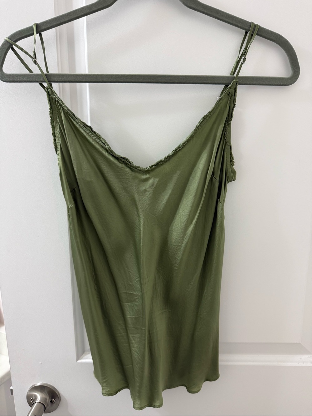 Wilfred Olive Green Satin Lace-Trim Camisole